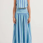 Lace-up Tank and Ruched Waist Midi Skirt Set