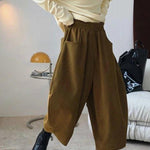 Harem Pants Wide Leg Elasticity Solid Color Split-Joint Pants Trousers