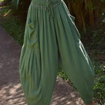 Cotton And Linen High-waist Pleated Wide Leg Casual Trousers