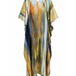 Batwing Sleeves Loose Printed Split-Joint V-Neck Maxi Dresses