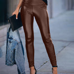Faux Leather Skinny Elasticated Pencil Pants Leggings