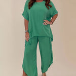 Two Piece Outfits Summer Short Sleeve Shirts and Pants Sets
