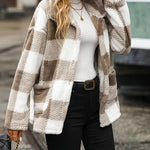 Lapel Long Sleeve Mid-length Plaid Single-breasted Double-sided Velvet Casual Jacket