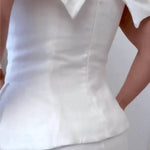 White Cotton and Linen Two-piece Suit