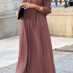 Solid Color Lapel Long Sleeve Simple Casual Long Shirt Dress