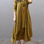 Loose Boho Cotton Maxi Kaftan Dress Layer Casual Long Tunic Dress