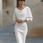 Lydia | Draped batwing-sleeve midi dress