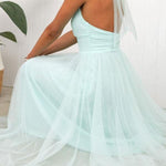 Fairy Vibes Tulle Gathered Detail Halter Maxi Dress