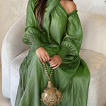 Loose Solid Color Long Sleeves Maxi Dresses
