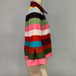 Flared Sleeves Multi-Colored Striped Lapel Jackets Outerwear