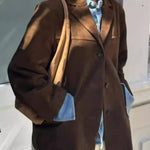 Suede loose-fitting suit jacket