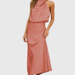Ava | Glamorous Satin Halter Dress