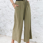 Simple Wide Leg Loose Elasticity Casual Pants Bottoms