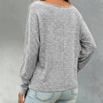 Women's Convertible Shoulder Batwing Sleeve Top Long Sleeve Loose Fit Casual Knit Tee