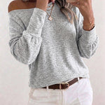 Women's Convertible Shoulder Batwing Sleeve Top Long Sleeve Loose Fit Casual Knit Tee