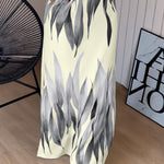 Plants Print Square Neck Thick Strap Maxi Dress Casual Slim Fit Side Slit Vacation Dress with Pockets