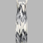Plants Print Square Neck Thick Strap Maxi Dress Casual Slim Fit Side Slit Vacation Dress with Pockets