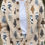 Lottara™ | Cozy Cat Print Cardigan