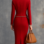 Retro Elegant Knitted Cardigan And Hip Skirt Two-piece Set