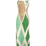 Geometric Print Square Neck Thick Strap Vacation Dress Casual Slim Fit Slit Maxi Dress