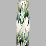 Plants Print Square Neck Thick Strap Maxi Dress Casual Slim Fit Side Slit Vacation Dress with Pockets
