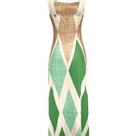 Geometric Print Square Neck Thick Strap Vacation Dress Casual Slim Fit Slit Maxi Dress