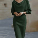Lydia | Draped batwing-sleeve midi dress