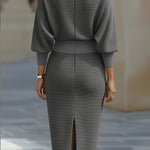 Lydia | Draped batwing-sleeve midi dress