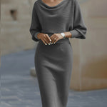 Lydia | Draped batwing-sleeve midi dress