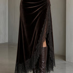 Sienna | Lace & Velvet Asymmetric Dress