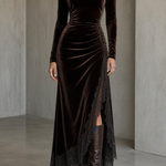 Sienna | Lace & Velvet Asymmetric Dress