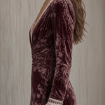 Mia | Lace-Trimmed Velvet Wrap Dress