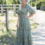 Evadne | Embroidered V Neck Maxi Dress