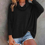 Women's Cowl Neck Batwing Sleeve Top Casual Long Sleeve Loose Pullover Comfortable Soft Drape Blouse