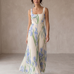 Floriene | Floral Print A-Line Maxi Dress