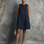 AUBREY | Round Neck Mini Dress with Asymmetric Buttons
