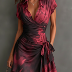 Serena | Mini Wrap Dress in Abstract Print