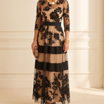 Josie | Elegant Black Lace Midi A-Line Dress
