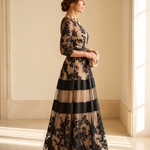 Josie | Elegant Black Lace Midi A-Line Dress