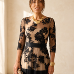 Josie | Elegant Black Lace Midi A-Line Dress