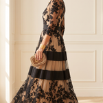 Josie | Elegant Black Lace Midi A-Line Dress