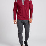 KZZ Men's drawstring waffle color-blocked long-sleeved plus-size casual sports style sweatshirt