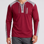 KZZ Men's drawstring waffle color-blocked long-sleeved plus-size casual sports style sweatshirt