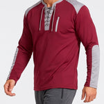 KZZ Men's drawstring waffle color-blocked long-sleeved plus-size casual sports style sweatshirt