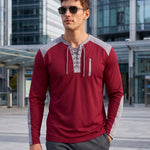 KZZ Men's drawstring waffle color-blocked long-sleeved plus-size casual sports style sweatshirt