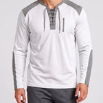 KZZ Men's drawstring waffle color-blocked long-sleeved plus-size casual sports style sweatshirt
