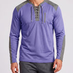 KZZ Men's drawstring waffle color-blocked long-sleeved plus-size casual sports style sweatshirt