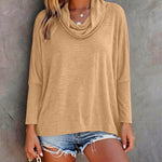 Women's Cowl Neck Batwing Sleeve Top Casual Long Sleeve Loose Pullover Comfortable Soft Drape Blouse