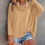 Women's Cowl Neck Batwing Sleeve Top Casual Long Sleeve Loose Pullover Comfortable Soft Drape Blouse