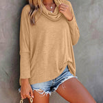 Women's Cowl Neck Batwing Sleeve Top Casual Long Sleeve Loose Pullover Comfortable Soft Drape Blouse
